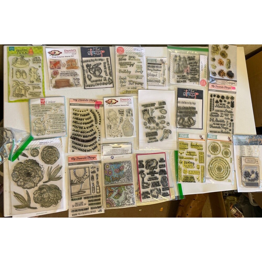 HUGE Mixed Lot of Clear Stamps For Crafting ANIMALS WORDS ETC